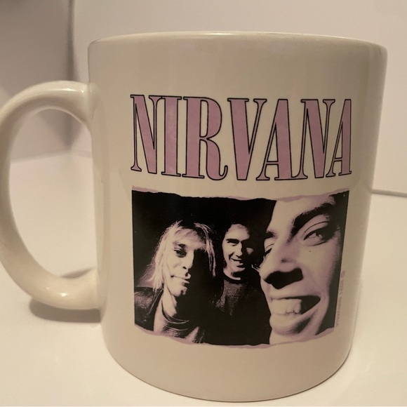 NIRVANA White Mug with Lilac Logo and Black Photo Panel - Picture 2 of 4